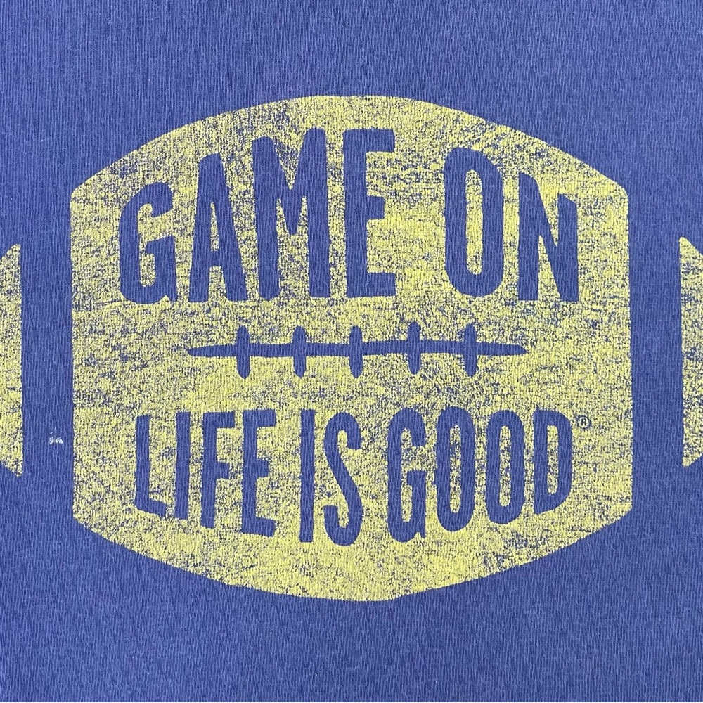 Life Is Good “Game On” Tee T-Shirt Blue Short Sleeve Crew Neck Football *READ** - Picture 3 of 8